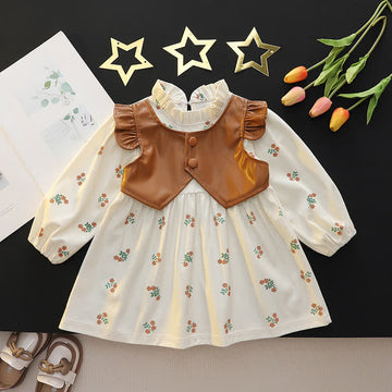 Baby Toddler Fake 2Pcs Flower Dress
