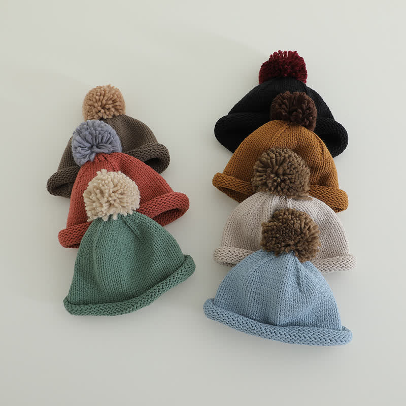 Baby Toddler Special Hairball Knitted Beanie