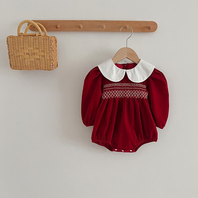 Baby Peter Pan Collar Red Bodysuit