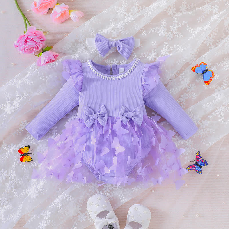 Baby Butterfly Skirted Bodysuit with Headband