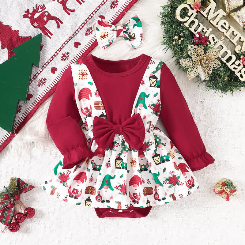 Baby Christmas Bow Bodysuit with Headband
