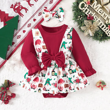 Baby Christmas Bow Bodysuit with Headband