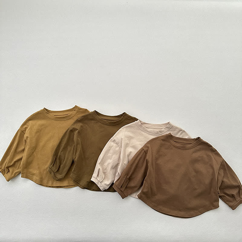 Kids Crew Neck Solid Color T-Shirt