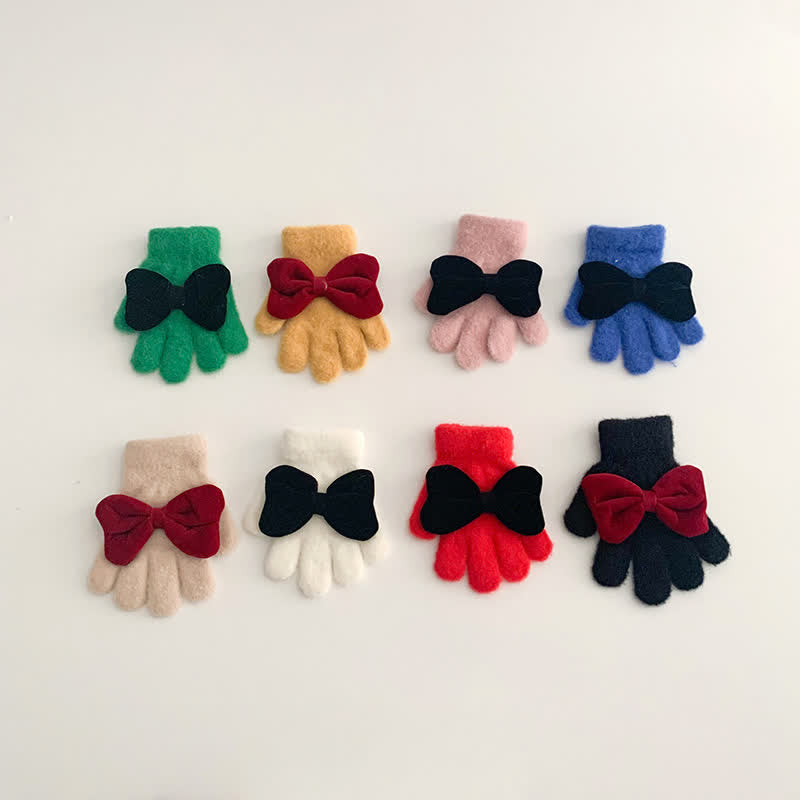 Toddler Girl Bow Fleece Gloves