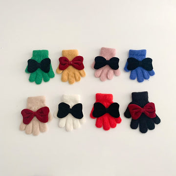 Toddler Girl Bow Fleece Gloves