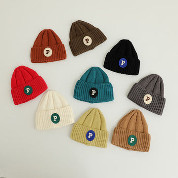 P Baby Toddler Patch Knitted Beanie