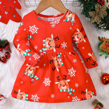 Baby Red Christmas Elk Snow Dress