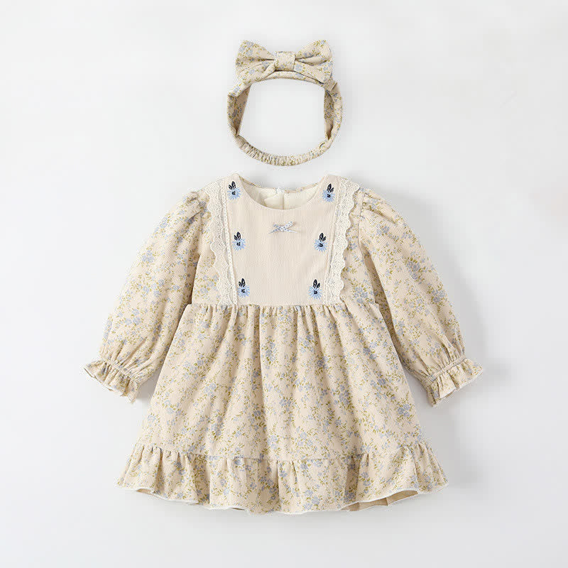 Baby Warm Sweet Flower Dress with Headband