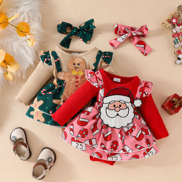 Baby Christmas Gingerbread Man Bodysuit with Headband