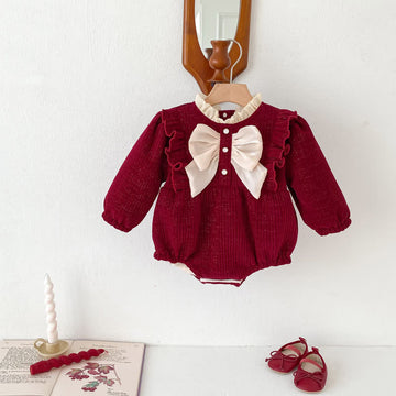 Baby Fleece Lined Bow Bodysuit