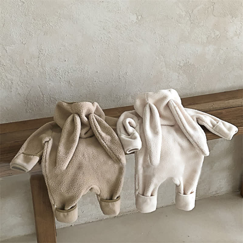 Baby Rabbit Ears Lambswool Romper