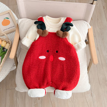 Baby Red Fleece Elk Overalls