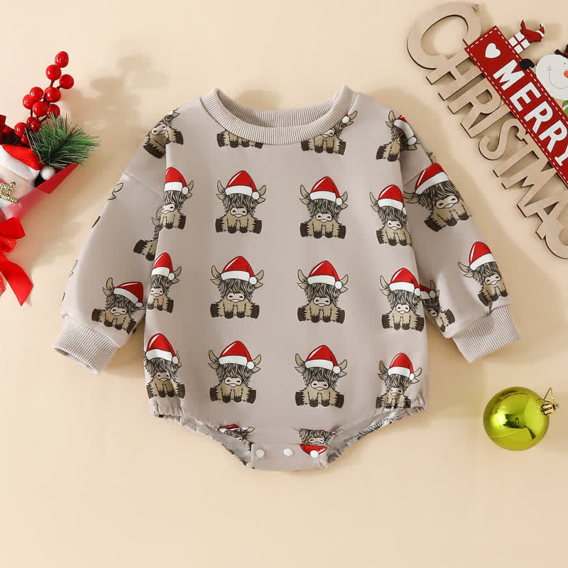 Baby Christmas Santa Claus Khaki Bodysuit
