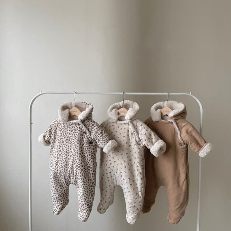 Baby Thicken Plush Hooded Romper
