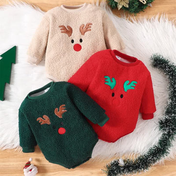 Baby Deer Embroidered Fleece Bodysuit