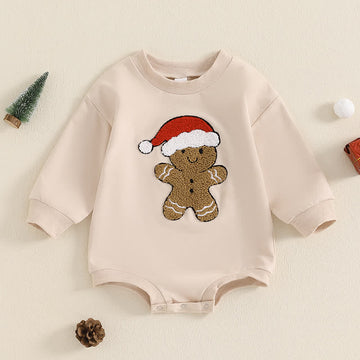 Baby Christmas Gingerman Beige Bodysuit