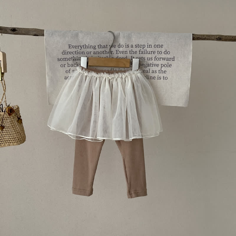 Baby Girl Skirted Tulle Khaki Leggings