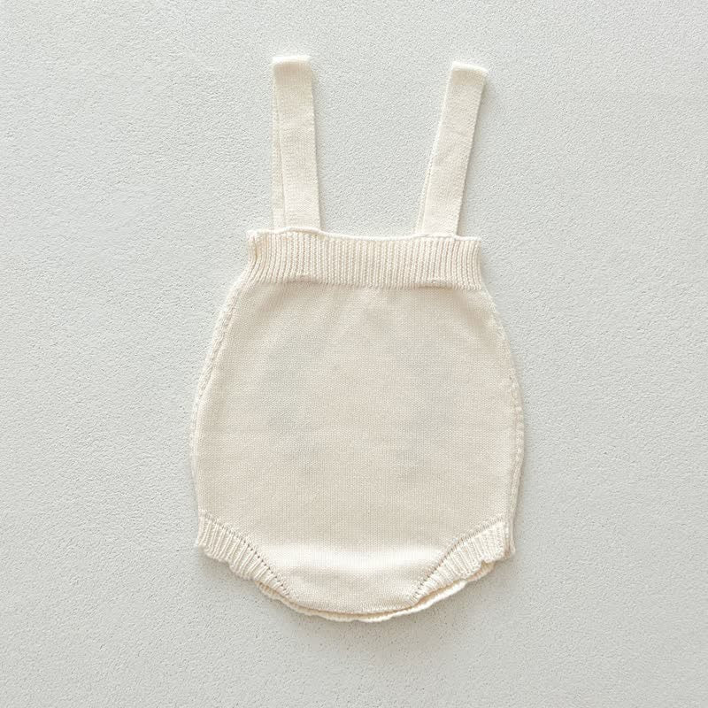 Baby Girl Embroidered Flower White Overalls