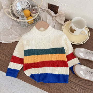 Toddler Contrast Color Knit Pullover Sweater