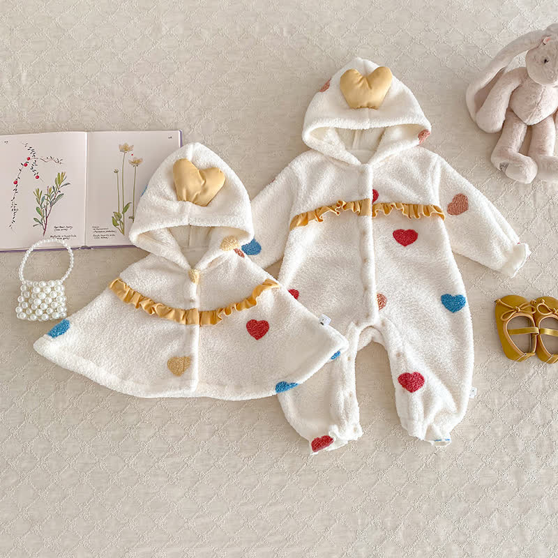 Baby Colored Love Heart Plush Romper