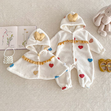 Baby Colored Love Heart Plush Romper