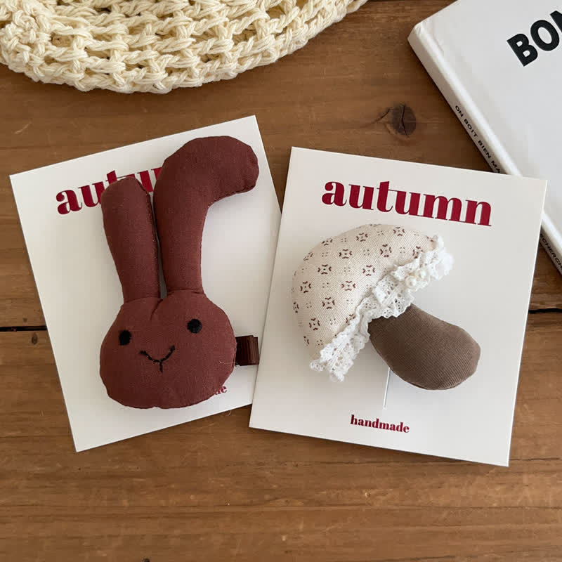 1PC Baby Mushroom Bunny Maillard Hair Clip