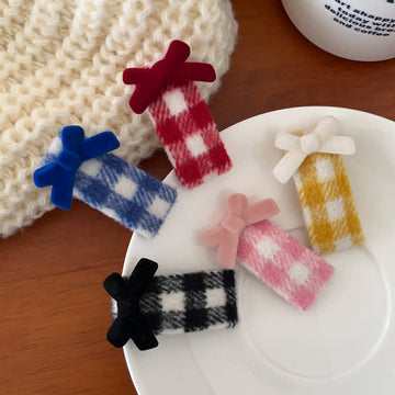 1PC Baby Plaid Bowknot Hair Clip