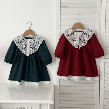 Toddler Design Flower Lace Lapels Dress