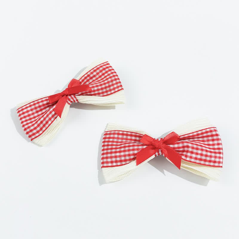 1 Pair Baby Plaid Bowknot Hair Clips