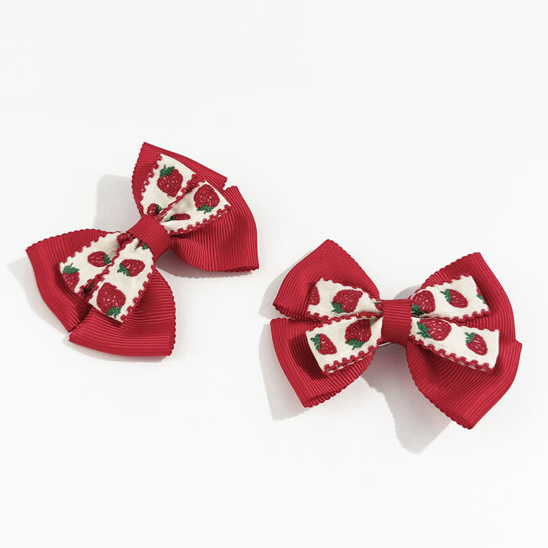 1 Pair Baby Strawberry Bow Hair Clips