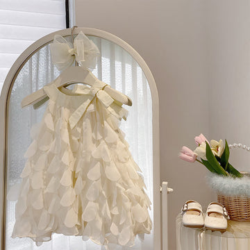Toddler Sleeveless Solid Color White Dress