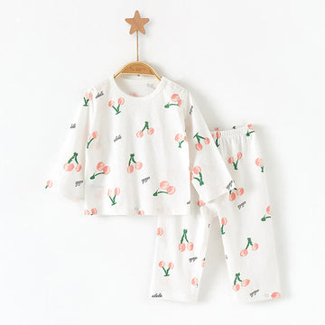 Baby 2-Piece Cherry Pajamas White Set
