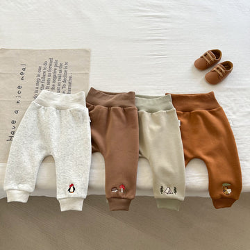 Baby Embroidered Animal Warm Jogger Pants