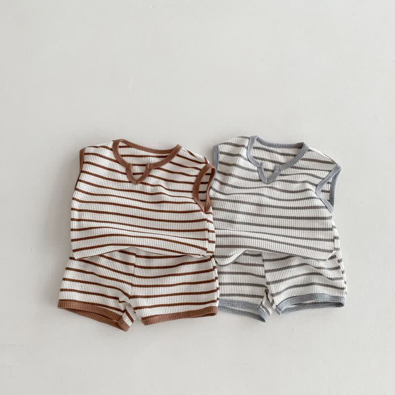 Toddler 2-Piece Waffle Pajamas Striped Set