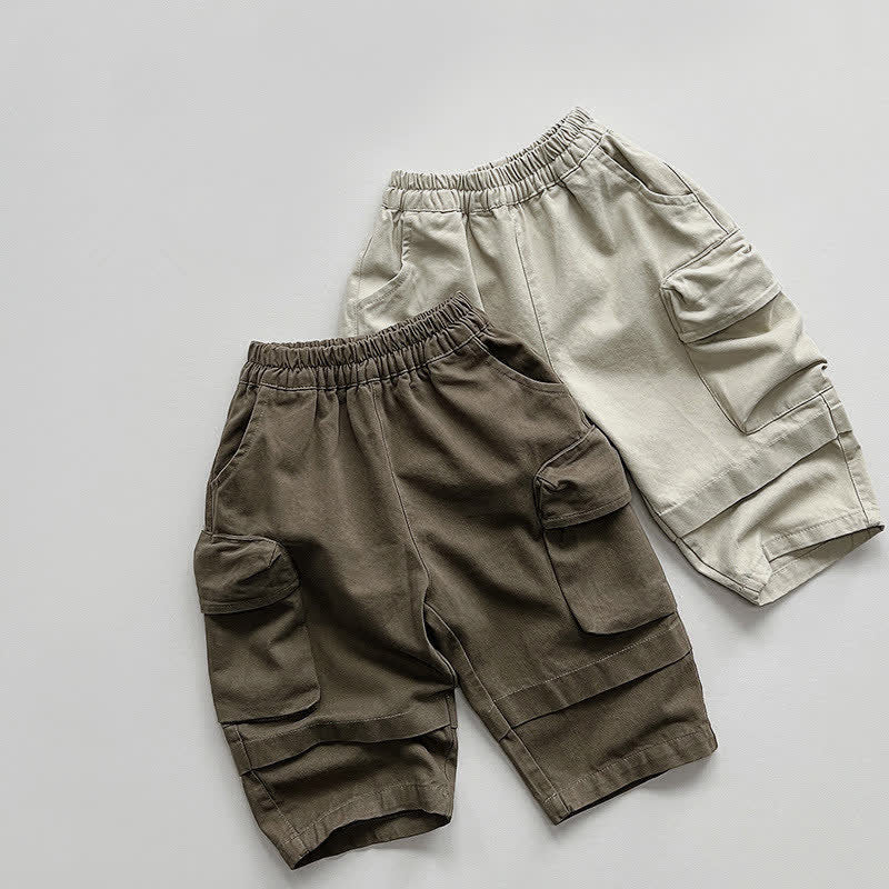 Toddler Solid Color Double Pocket Pants