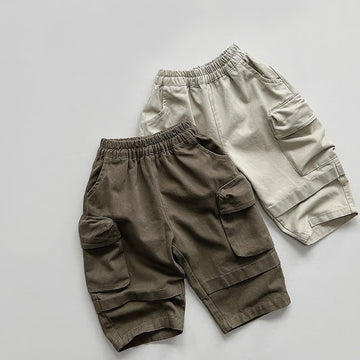 Toddler Solid Color Double Pocket Pants