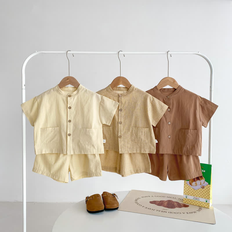 Toddler 2-Piece Solid Color Plaid Set