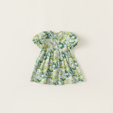 Toddler Green Flower Puff Sleeves Dress