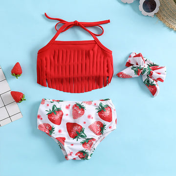 Baby 2-Piece Strawberry Swimwear with Headband