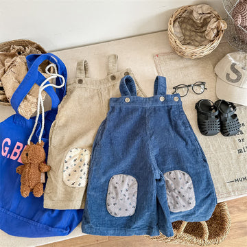 Toddler Girl Flower Corduroy Overalls