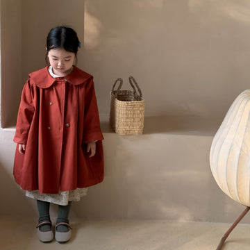 Toddler Lapels Solid Color Mid-length Coat