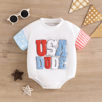 USA DUDE Baby Star White Bodysuit