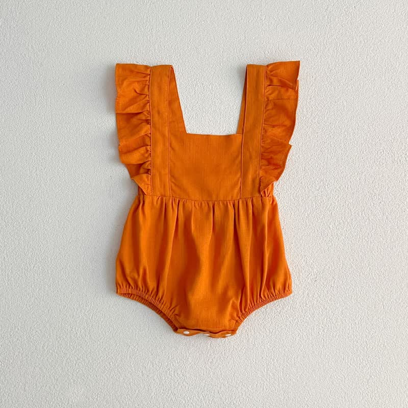 Baby Solid Color Ruffled Simple Bodysuit