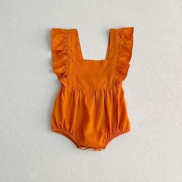 Baby Solid Color Ruffled Simple Bodysuit