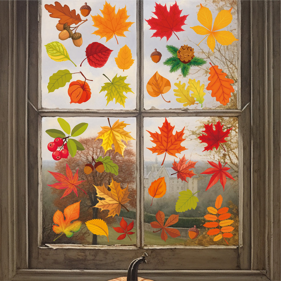Thanksgiving Maple Window Stickers