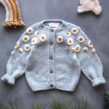Daisy Little Girls' Knitted Cardigan in Light Blue