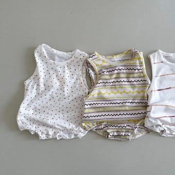 Baby Dot Striped Crew Neck Bodysuit
