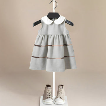 Cotton Girls' Dress in Gray