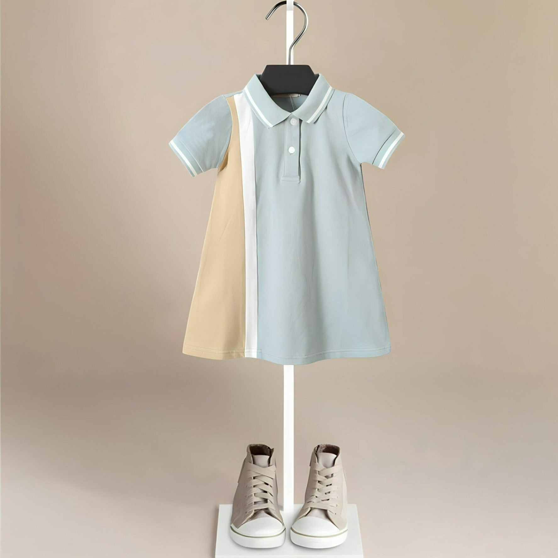 Trendy Polo Dress in Sage Blue