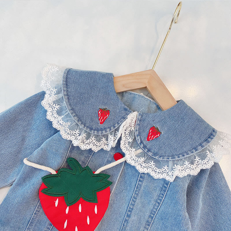 Toddler Girl Strawberry Denim Jacket